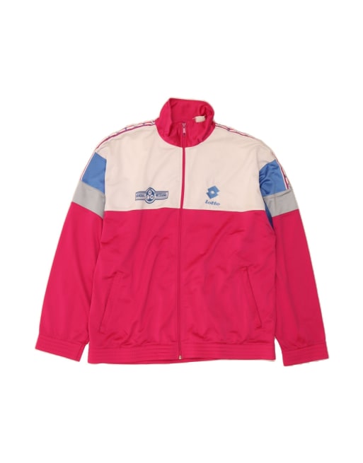 Vintage Lotto Graphic Tracksuit Top Jacket Large In Pink Colourblock