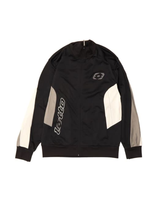 Vintage Lotto Graphic Tracksuit Top Jacket Medium In Black Colourblock