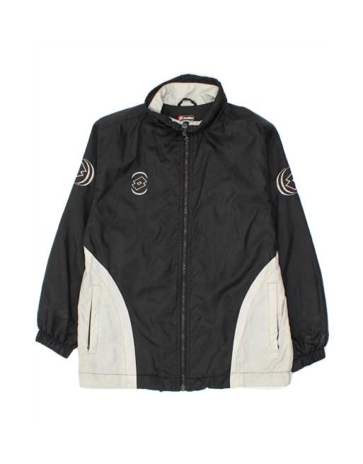 Vintage Lotto Graphic Tracksuit Top Jacket UK 10 Small In Black Colourblock