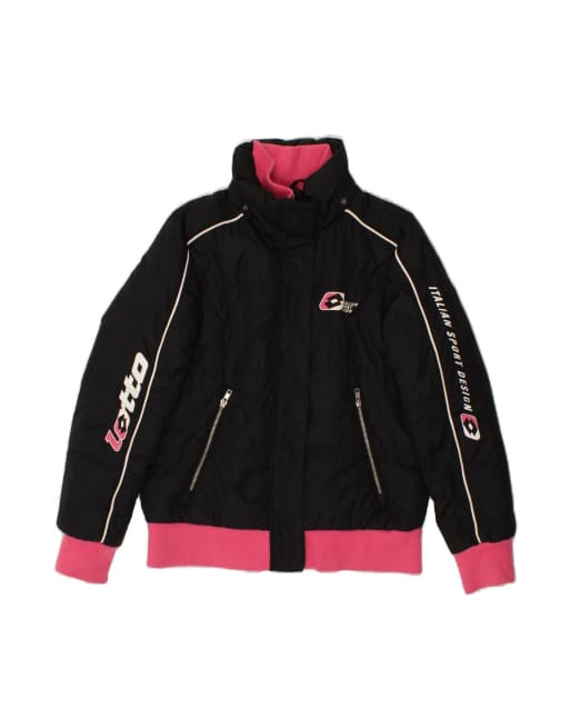 Vintage Lotto Graphic Windbreaker Jacket UK 10 Small In Black Colourblock