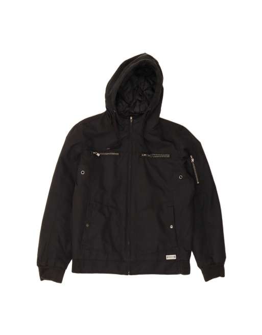Vintage Lotto Hooded Bomber Jacket UK 40 Large In Black