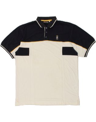 Vintage Lotto Size L Colourblock Polo Shirt in White