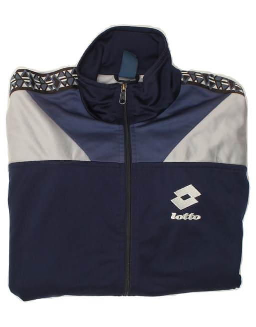 Vintage Lotto Size L Graphic Tracksuit Top Jacket in Navy Blue, 4 of 4