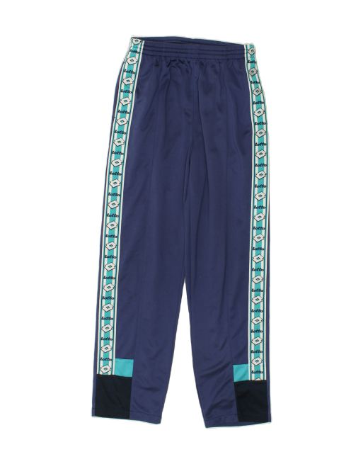 Vintage Lotto Size M Colourblock Graphic Tracksuit Trousers in Blue