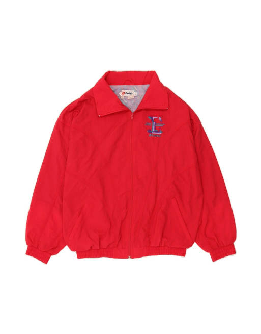Vintage Lotto Tracksuit Top Jacket UK 14 Medium In Red