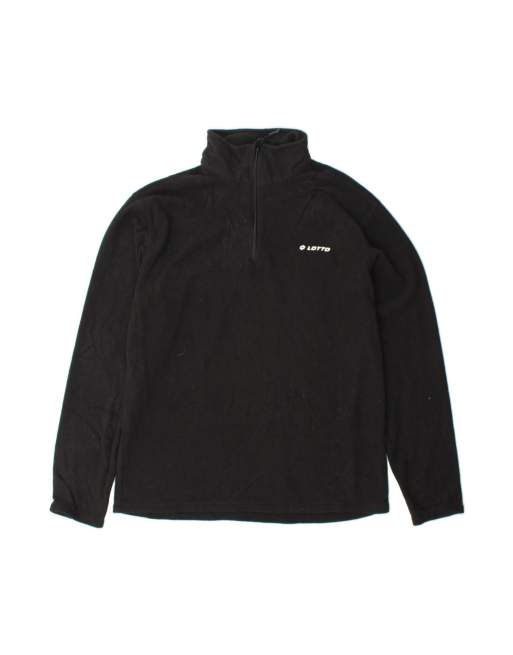 Vintage Lotto Zip Neck Fleece Jumper Large In Black
