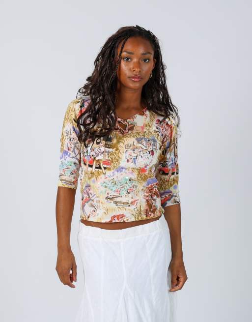 Vintage Louise FD S woven top in ivory, 1 of 4