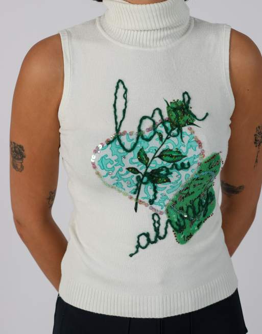 Vintage Louise FD S woven top in white, 4 of 4