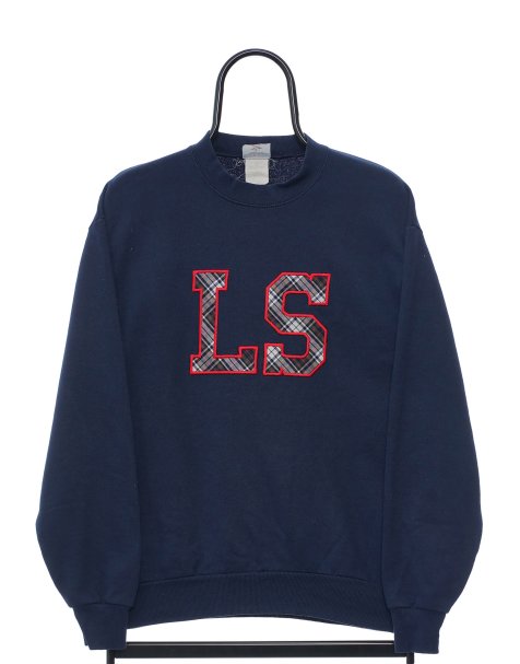 Vintage LS size S sweatshirt spellout in navy - view 1