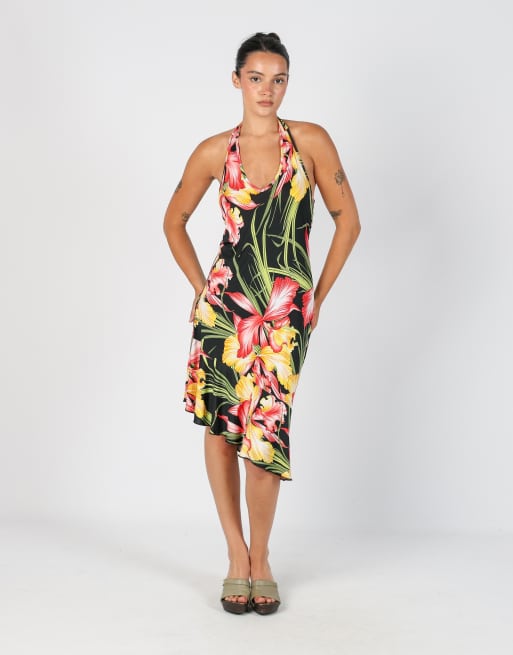 Vintage Lucilla S woven midi dress in black