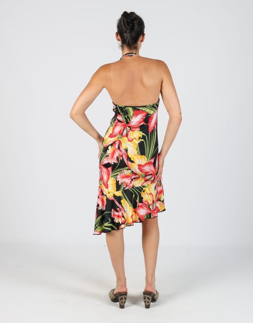 Vintage Lucilla S woven midi dress in black, 3 of 4