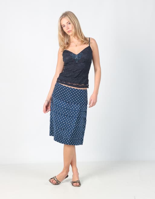 Vintage Luisa Spagnoli M woven midi skirt in blue