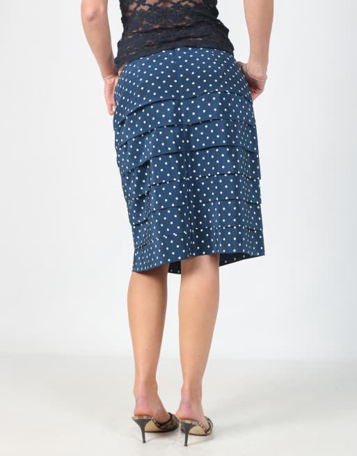 Vintage Luisa Spagnoli M woven midi skirt in blue, 2 of 4