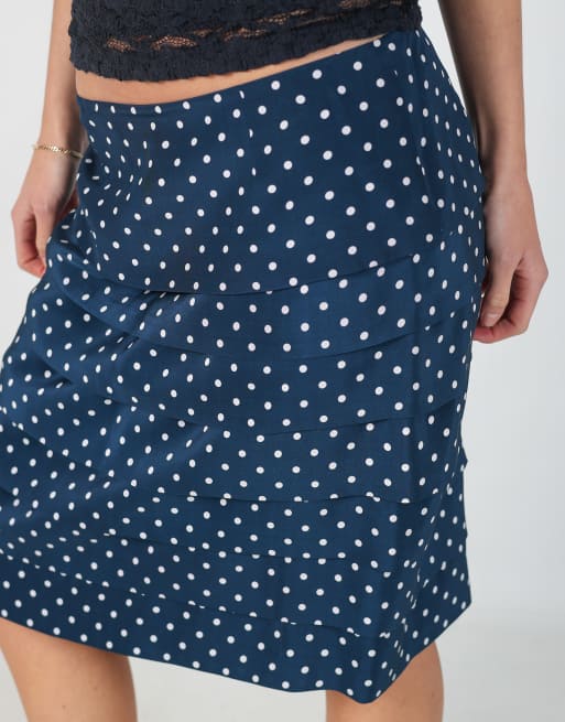 Vintage Luisa Spagnoli M woven midi skirt in blue, 4 of 4