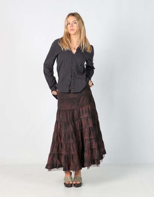 Vintage Luisa Spagnoli S woven maxi skirt in brown