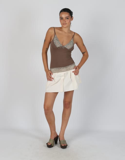 Vintage Lumina S woven mini skirt in cream