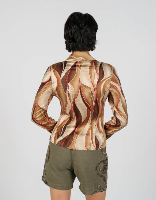 Vintage Made in Italy 8 blouse in tan, 2 of 4