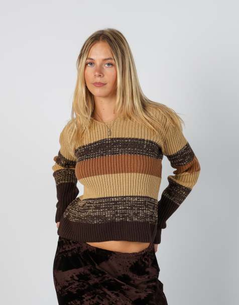 Vintage Made in Italy 8 knitted jumper in tan - view 1
