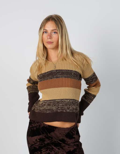 Vintage Made in Italy 8 knitted jumper in tan, 1 of 4