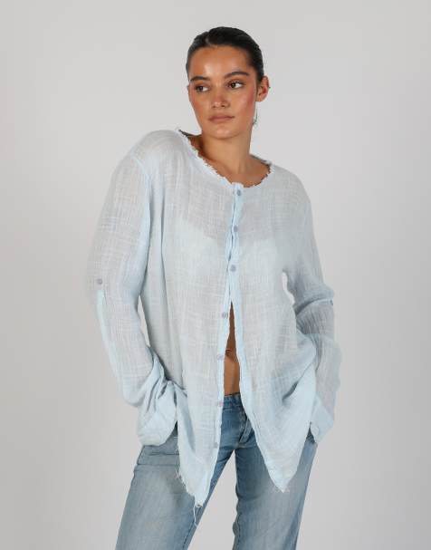 Vintage Made in Italy L blouse in light blue - view 1