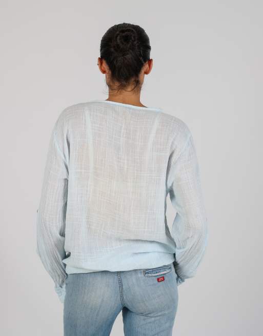 Vintage Made in Italy L blouse in light blue, 2 of 4
