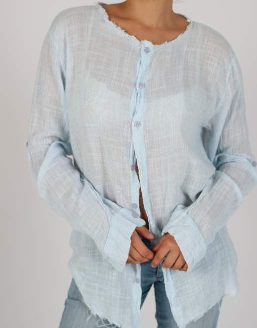 Vintage Made in Italy L blouse in light blue, 4 of 4