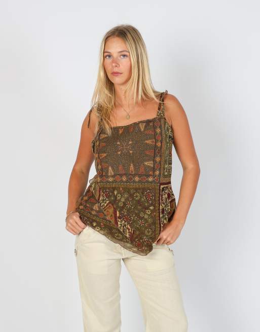 Vintage Made in Italy L cami in dark green