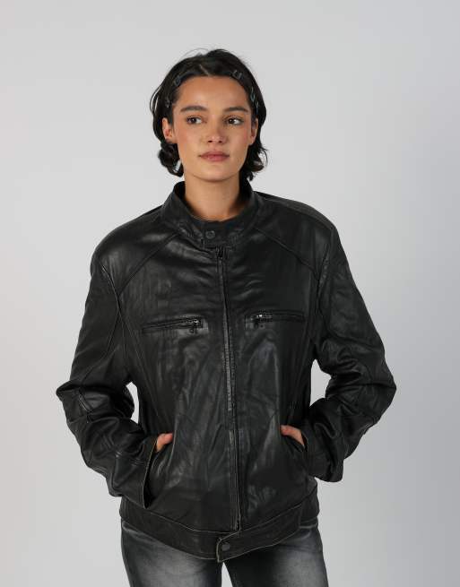 Vintage Made in Italy L leather jacket in black, 1 of 4