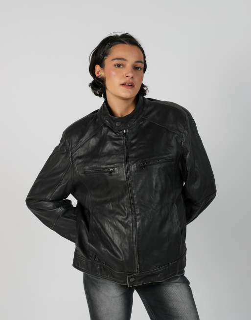 Vintage Made in Italy L leather jacket in black, 2 of 4