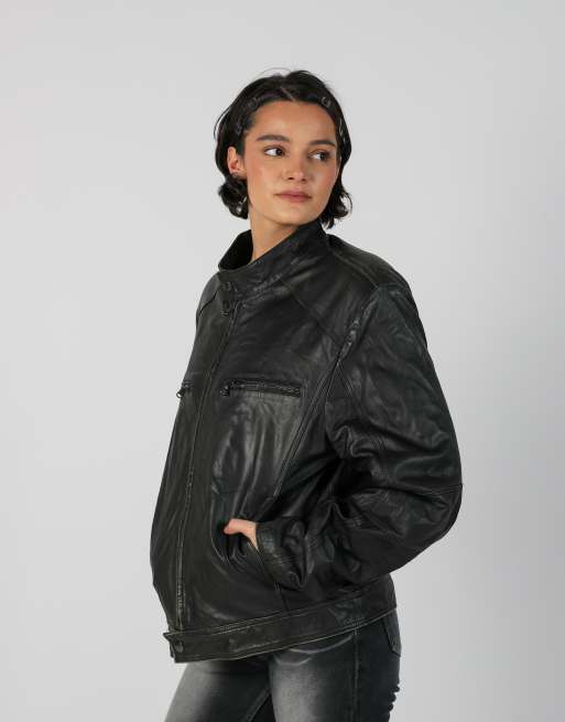 Vintage Made in Italy L leather jacket in black, 3 of 4