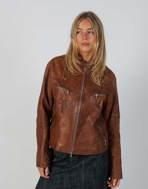 Vintage Made in Italy L leather jacket in brown, 3 of 4
