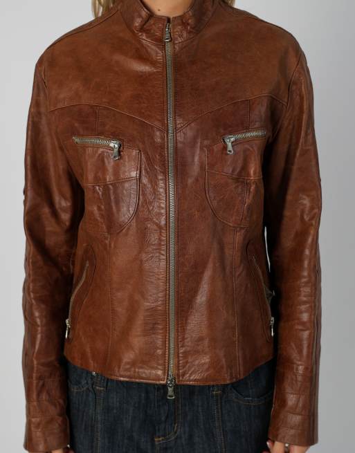 Vintage Made in Italy L leather jacket in brown, 4 of 4