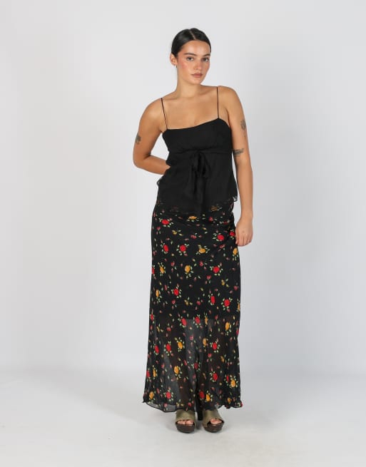 Vintage Made in Italy L woven maxi skirt in black, 1 of 4