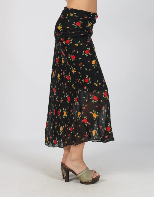 Vintage Made in Italy L woven maxi skirt in black, 2 of 4