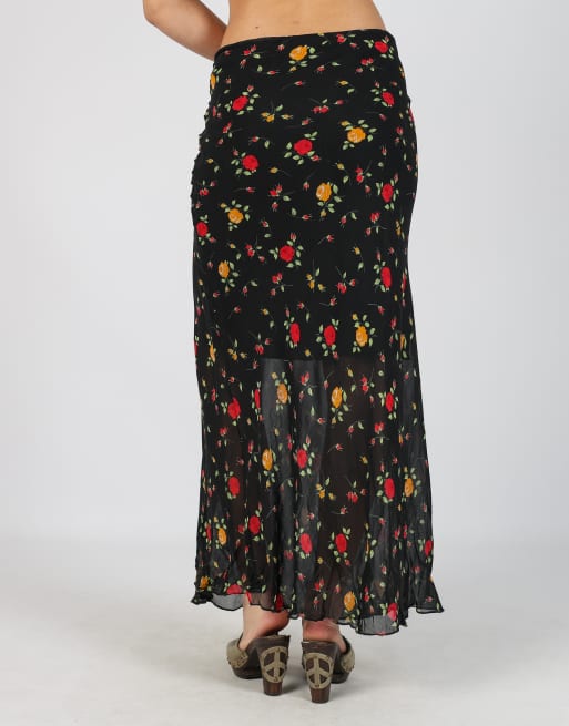 Vintage Made in Italy L woven maxi skirt in black, 4 of 4