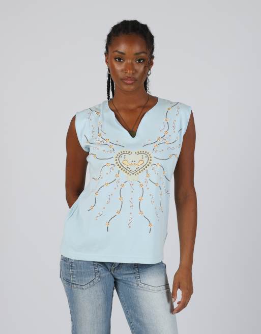 Vintage Made in Italy L woven top in light blue