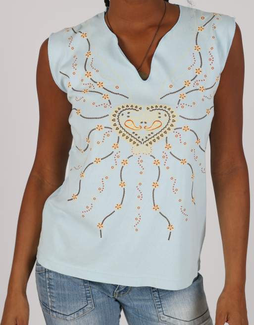 Vintage Made in Italy L woven top in light blue, 4 of 4