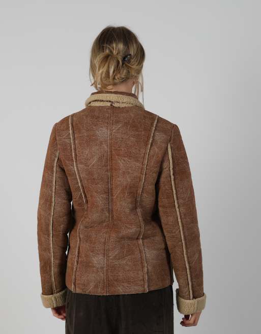 Vintage Made in Italy M aviator jacket in tan, 2 of 4