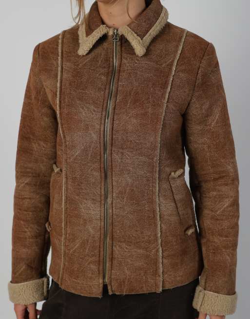 Vintage Made in Italy M aviator jacket in tan, 4 of 4