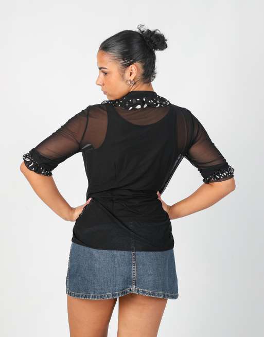 Vintage Made in Italy M blouse in black, 2 of 4