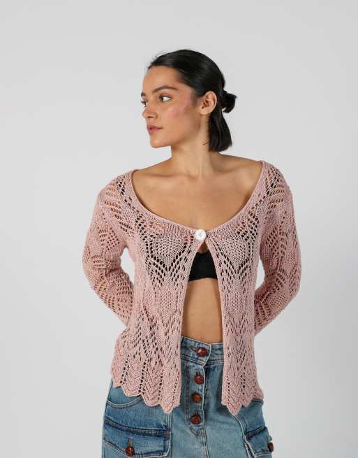 Vintage Made in Italy M cardigan in baby pink, 3 of 4