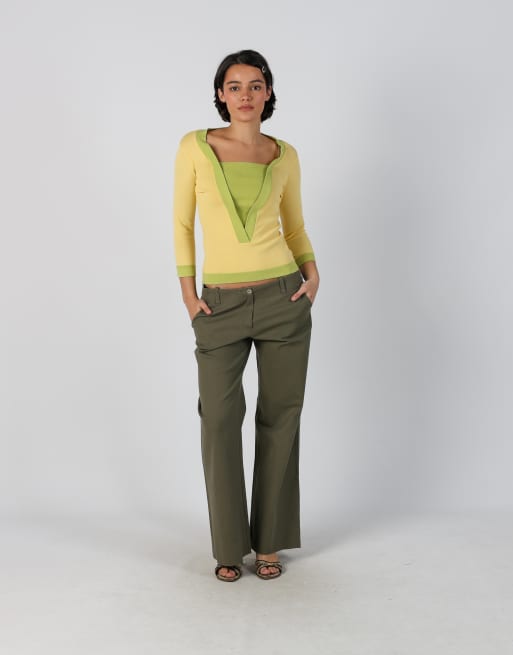 Vintage Made in Italy M casual trousers in khaki green, 1 of 4