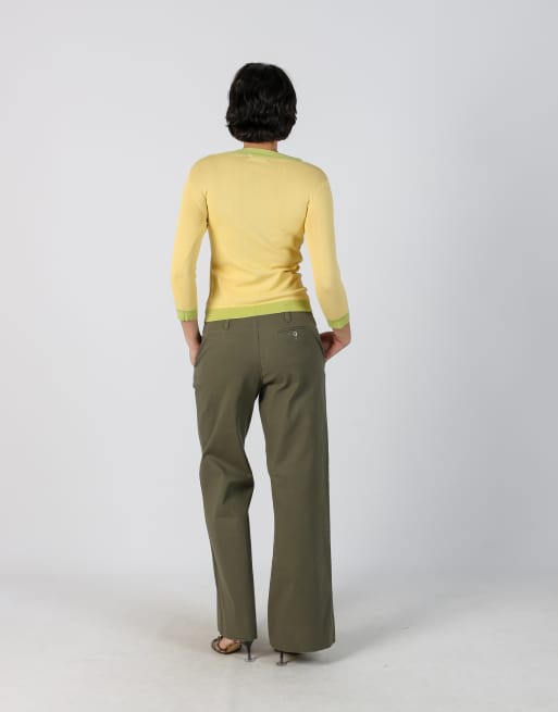 Vintage Made in Italy M casual trousers in khaki green, 3 of 4