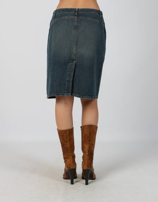 Vintage Made in Italy M denim midi skirt in blue, 4 of 4