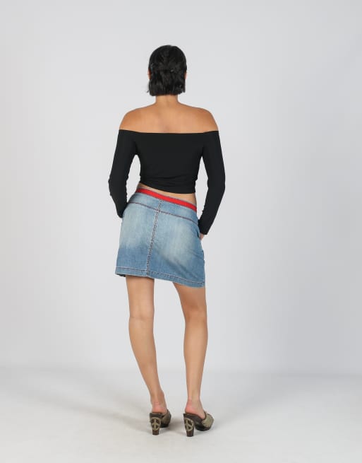 Vintage Made in Italy M denim mini skirt in blue, 3 of 4