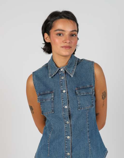 Vintage Made in Italy M denim waistcoat in blue, 1 of 4