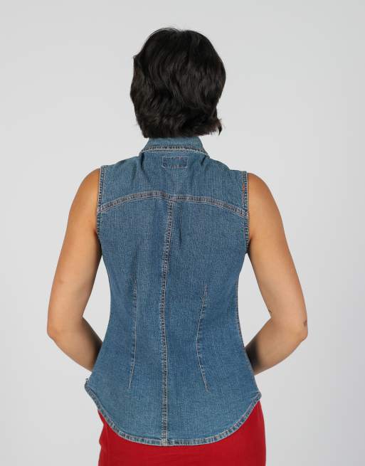 Vintage Made in Italy M denim waistcoat in blue, 2 of 4