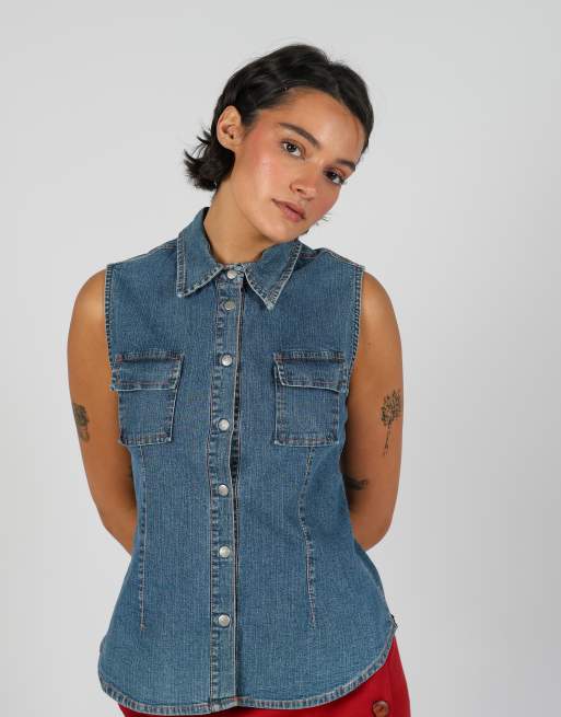 Vintage Made in Italy M denim waistcoat in blue, 3 of 4