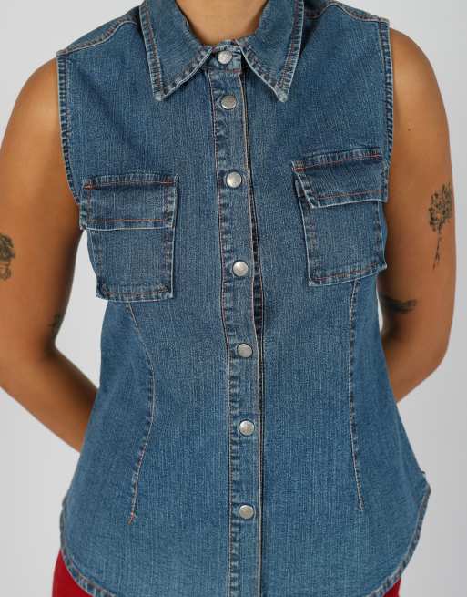 Vintage Made in Italy M denim waistcoat in blue, 4 of 4
