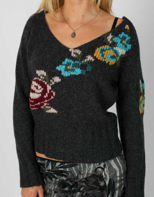 Vintage Made in Italy M knitted jumper in charcoal grey, 4 of 4